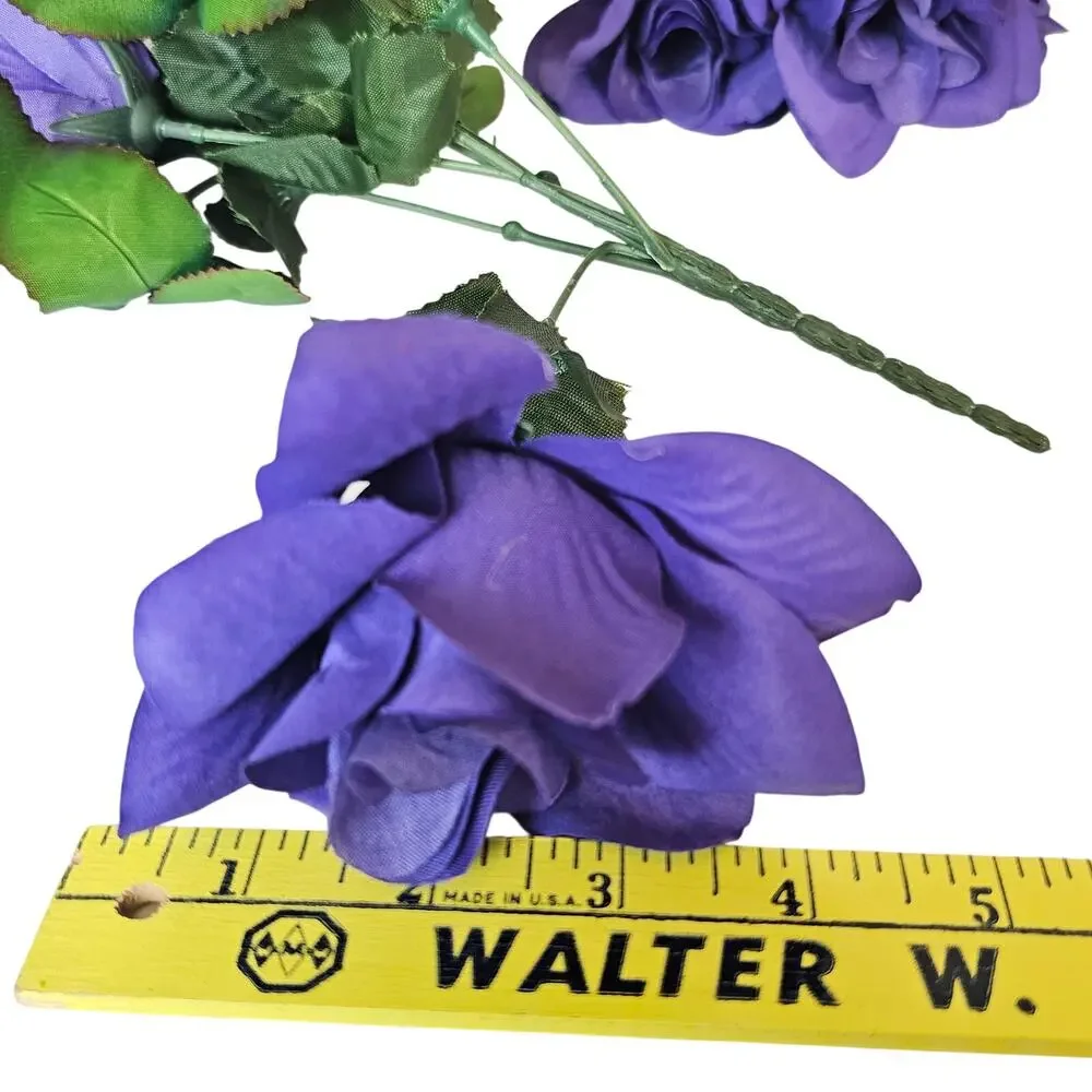 Royal Eggplant Purple Silk Rose Flower Bushes 7 Roses 2.5